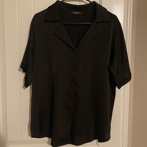 Black silk button up short sleeve. Size large